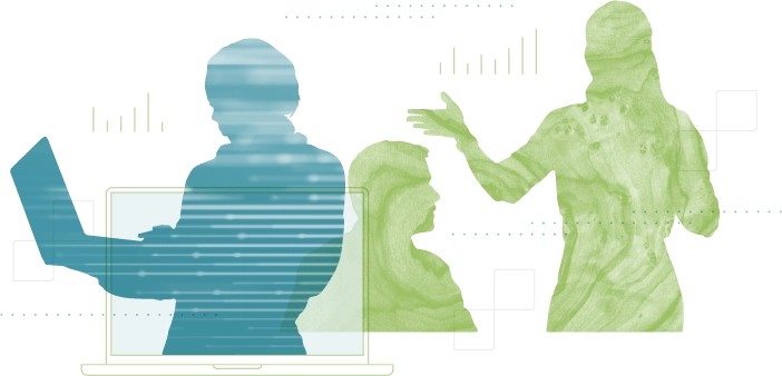 illustration of profession al learning trainers talking