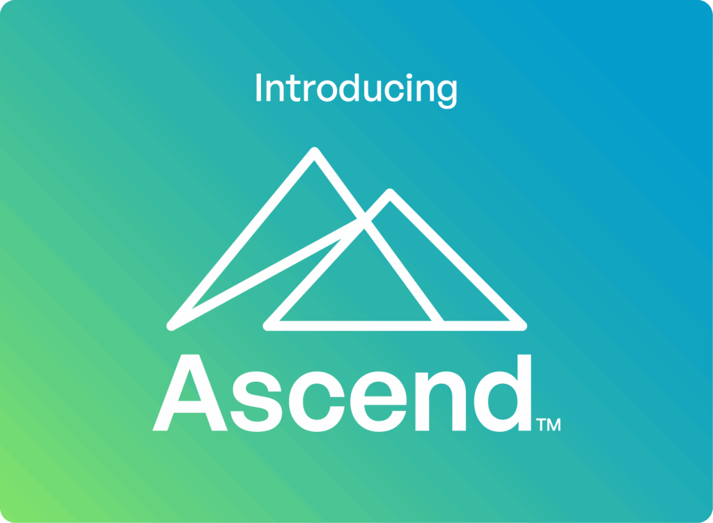 The Reading Horizons Ascend logo over a blue and teal gradient background with the text: "Changing Literacy's Trajectory: Transforming comprehensive literacy for Pre-K–12 students."