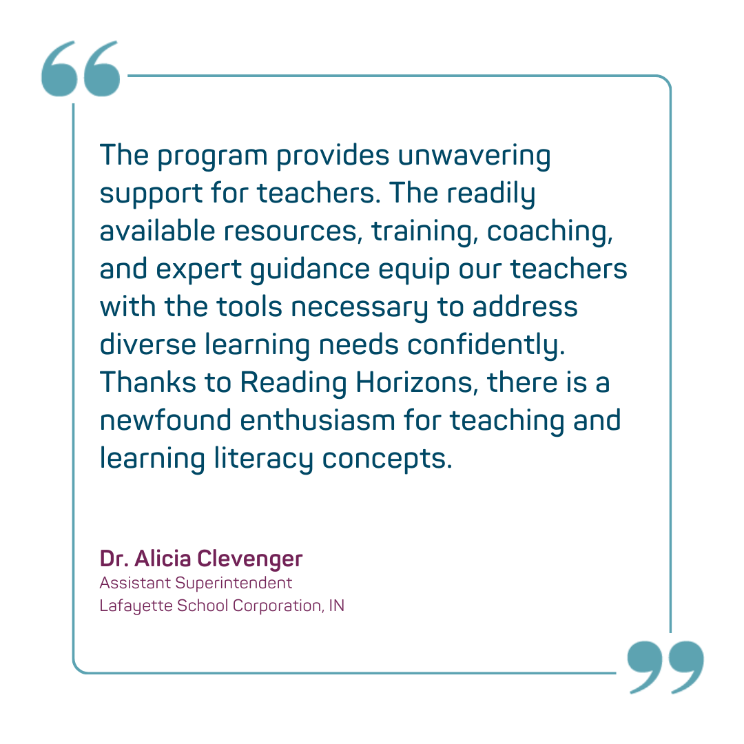 Professional Learning testimonial for Reading Horizons Elevate